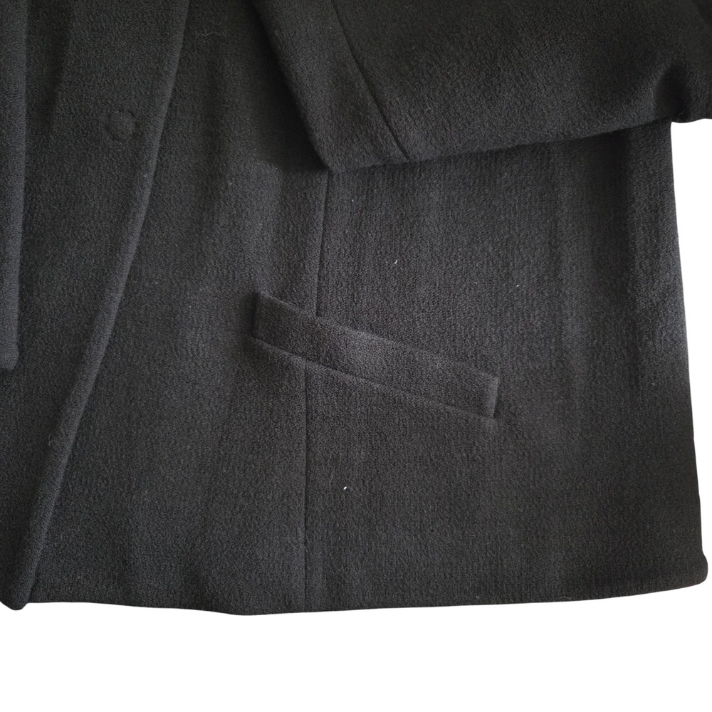Armani Collezioni Womens Black Wool Blend Button Front Coat Jacket Size 14 - Picture 4 of 5